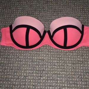 VS Pink color block bandeau bikini top